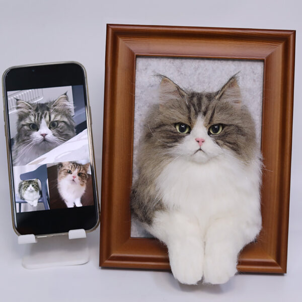 custom 3d needle felt pet portrait frame